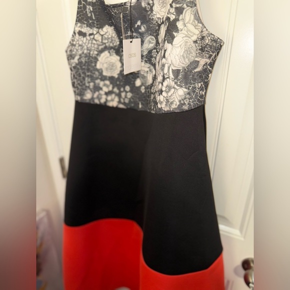 ASOS Black and White A-Line Midi Dress for Cocktail Events - Picture 5 of 14